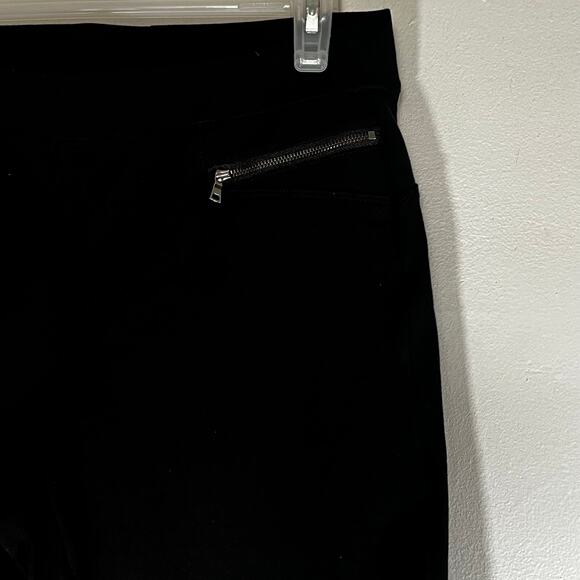 Ann Taylor Black Pull-on Straight Ankle Pants Large/Tall Zippered Pockets - Picture 10 of 16